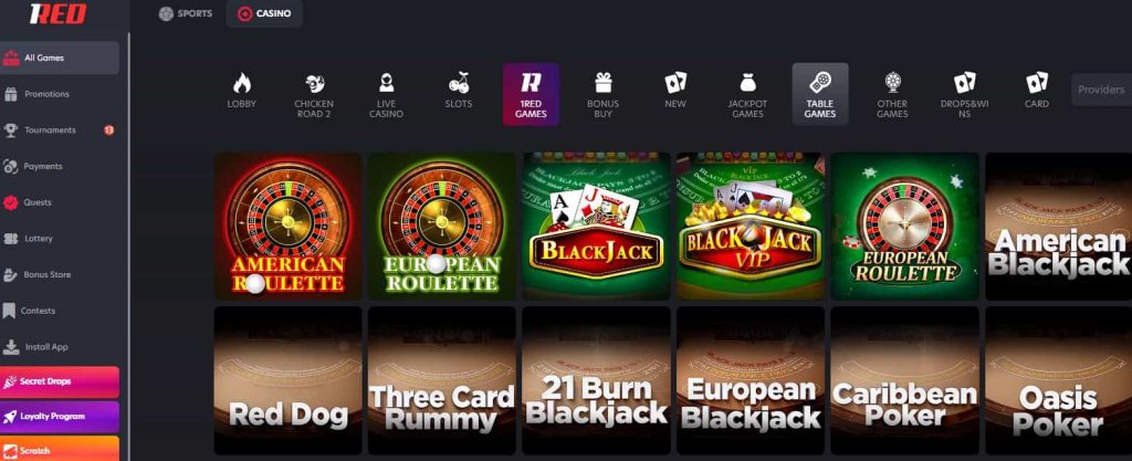 1red online casino games